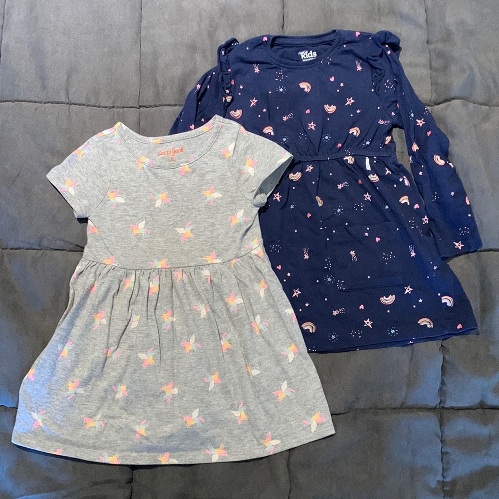 2T dresses cotton Cat and Jack and M&S